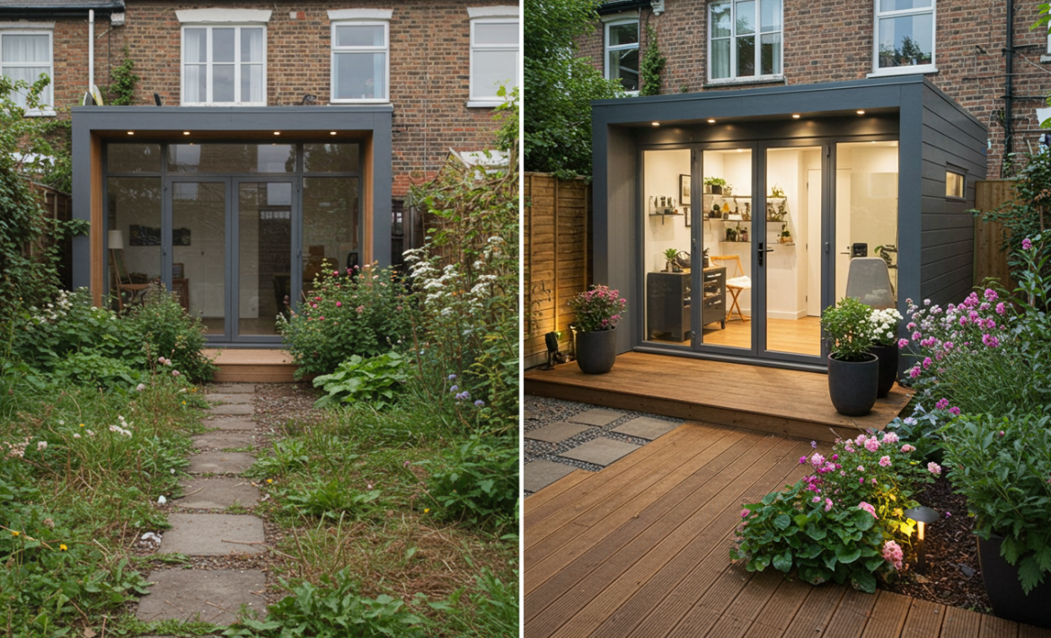 outdoor living space before and after