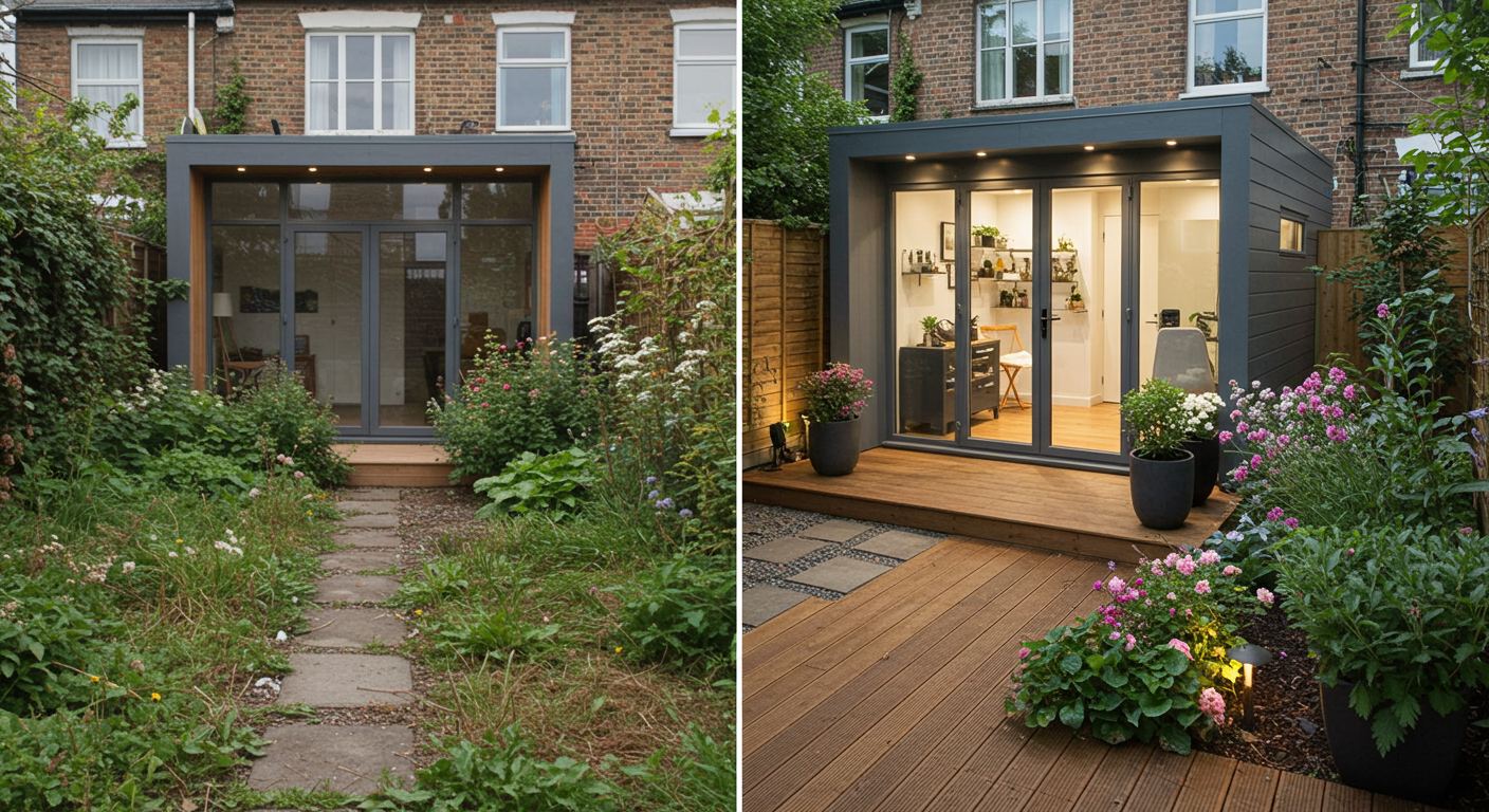 outdoor living space before and after